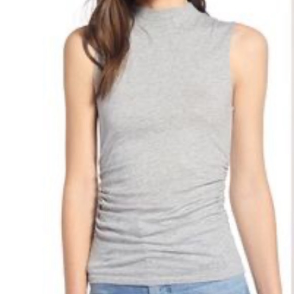 Something Navy Mock Neck Ruched Sides Tank - Picture 2 of 7